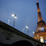 PARIS, FRANCE - JULY 26: General view of the Eiffel Tower during the Opening Ceremony of the Olympic Games Paris 2024 on July 26, 2024 in Paris, France. (Photo by Clodagh Kilcoyne-Pool/Getty Images)