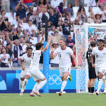 MARSEILLE, FRANCE - JULY 27: Walker Zimmerman #3 of Team USA celebrates scoring his team's second goal during the Men's group A match between New Zealand and United States during the Olympic Games Paris 2024 at Stade de Marseille on July 27, 2024 in Marseille, France. (Photo by Alex Livesey/Getty Images)