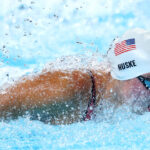 NANTERRE, FRANCE - JULY 27: Torri Huske of Team United States competes in the Women's 100m Butterfly Semifinals on day one of the Olympic Games Paris 2024 at Paris La Defense Arena on July 27, 2024 in Nanterre, France. (Photo by Sarah Stier/Getty Images)