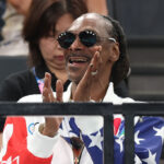 PARIS, FRANCE - JULY 28: Snoop Dogg attends the Artistic Gymnastics Women's Qualification on day two of the Olympic Games Paris 2024 at Bercy Arena on July 28, 2024 in Paris, France. (Photo by Jamie Squire/Getty Images)