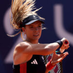 PARIS, FRANCE - JULY 28: Katie Boulter of Team Great Britain plays a forehand against Anna Karolina Schmiedlova of Team Slovakia during the Women’s Singles first round match on day two of the Olympic Games Paris 2024 at Roland Garros on July 28, 2024 in Paris, France. (Photo by Clive Brunskill/Getty Images)