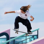 PARIS, FRANCE - JULY 28: Poe Pinson of Team United States competes during the Women's Street Prelims on day two of the Olympic Games Paris 2024 at Place de la Concorde on July 28, 2024 in Paris, France. (Photo by Lars Baron/Getty Images)