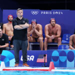 PARIS, FRANCE - JULY 28: Dejan Udovicic, Team United States Head coach looks on during the Men's Water Polo Preliminary Round - Group A match between Team Italy and Team United States on day two of the Olympic Games Paris 2024 at Aquatics Centre on July 28, 2024 in Paris, France. (Photo by Clive Rose/Getty Images)