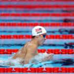 NANTERRE, FRANCE - JULY 28: Carson Foster of Team United States competes in the Men’s 400m Individual Medley Heats on day two of the Olympic Games Paris 2024 at Paris La Defense Arena on July 28, 2024 in Nanterre, France. (Photo by Sarah Stier/Getty Images)