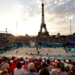 PARIS, FRANCE - JULY 29: A general view during the Men's Preliminary Phase - Pool A match between Team Sweden and Team Qatar on day three of the Olympic Games Paris 2024 at Eiffel Tower Stadium on July 29, 2024 in Paris, France. (Photo by Michael Reaves/Getty Images)