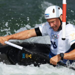 PARIS, FRANCE - JULY 30: Isak Ohrstrom of Team Sweden  during the Men's Kayak Single Heats 1st Run on day four of the Olympic Games Paris 2024 at Vaires-Sur-Marne Nautical Stadium on July 30, 2024 in Paris, France. (Photo by Francois Nel/Getty Images)