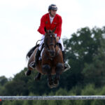 VERSAILLES, FRANCE - AUGUST 01: Richard Vogel and horse United Touch S of Team United States compete in the Jumping Team Qualifier on day six of the Olympic Games Paris 2024 at Chateau de Versailles on August 01, 2024 in Versailles, France. (Photo by Buda Mendes/Getty Images)