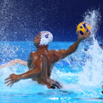 PARIS, FRANCE - AUGUST 01: Thomas Vernoux of Team France shoots in the Men's Preliminary Round - Group B match between Team France and Team Australia on day six of the Olympic Games Paris 2024 at Aquatics Centre on August 01, 2024 in Paris, France. (Photo by Clive Rose/Getty Images)