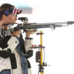 CHATEAUROUX, FRANCE - AUGUST 01: Sagen Maddalena of Team United States competes in the Women's 50m Rifle 3 Positions Qualification on day six of the Olympic Games Paris 2024 at Chateauroux Shooting Centre on August 01, 2024 in Chateauroux, France. (Photo by Charles McQuillan/Getty Images)