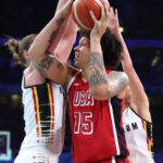 LILLE, FRANCE - AUGUST 01: Brittney Griner #15 of Team United States drives towards the basket during a Women's Basketball Group Phase - Group C game between the United States and Belgium on day six of the Olympic Games Paris 2024 at Stade Pierre Mauroy on August 01, 2024 in Lille, France. (Photo by Gregory Shamus/Getty Images)