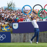 PARIS, FRANCE - AUGUST 02: Scottie Scheffler of Team United States tees off on the first hole during Day Two of the Men's Individual Stroke Play on day seven of the Olympic Games Paris 2024 at Le Golf National on August 02, 2024 in Paris, France. (Photo by Kevin C. Cox/Getty Images)