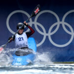 PARIS, FRANCE - AUGUST 02: Mallory Franklin of Team Great Britain competes during the Canoe Slalom Women's Kayak Cross Time Trial on day seven of the Olympic Games Paris 2024 at Vaires-Sur-Marne Nautical Stadium on August 02, 2024 in Paris, France. (Photo by Alex Davidson/Getty Images)