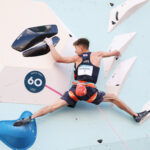 PARIS, FRANCE - AUGUST 07: Toby Roberts of Team Great Britain competes during the Men's Boulder & Lead, Semifinal Lead  on day twelve of the Olympic Games Paris 2024 at Le Bourget Sport Climbing Venue on August 07, 2024 in Paris, France. (Photo by Jamie Squire/Getty Images)