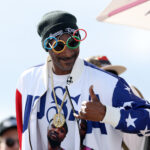 PARIS, FRANCE - AUGUST 07: Snoop Dogg attends to the Men's Park Final on day twelve of the Olympic Games Paris 2024 at Place de la Concorde on August 07, 2024 in Paris, France. (Photo by Carl Recine/Getty Images)