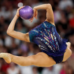 PARIS, FRANCE - AUGUST 08: Milena Baldassarri of Team Italy competes during the Rhythmic Gymnastics Individual All-Around Qualification on day thirteen of the Olympic Games Paris 2024 at Porte de La Chapelle Arena on August 08, 2024 in Paris, France. (Photo by Jamie Squire/Getty Images)