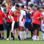 NANTES, FRANCE - AUGUST 08: Players of Team Morocco celebrate victory after the Men's Bronze Medal match between Egypt and Morocco during Day Thirteen of the Olympic Games Paris 2024 at Stade de la Beaujoire on August 08, 2024 in Nantes, France. (Photo by Robert Cianflone/Getty Images)