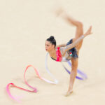 PARIS, FRANCE - AUGUST 08: Milena Baldassarri of Team Italy competes during the Rhythmic Gymnastics Individual All-Around Qualification on day thirteen of the Olympic Games Paris 2024 at Porte de La Chapelle Arena on August 08, 2024 in Paris, France. (Photo by David Ramos/Getty Images)