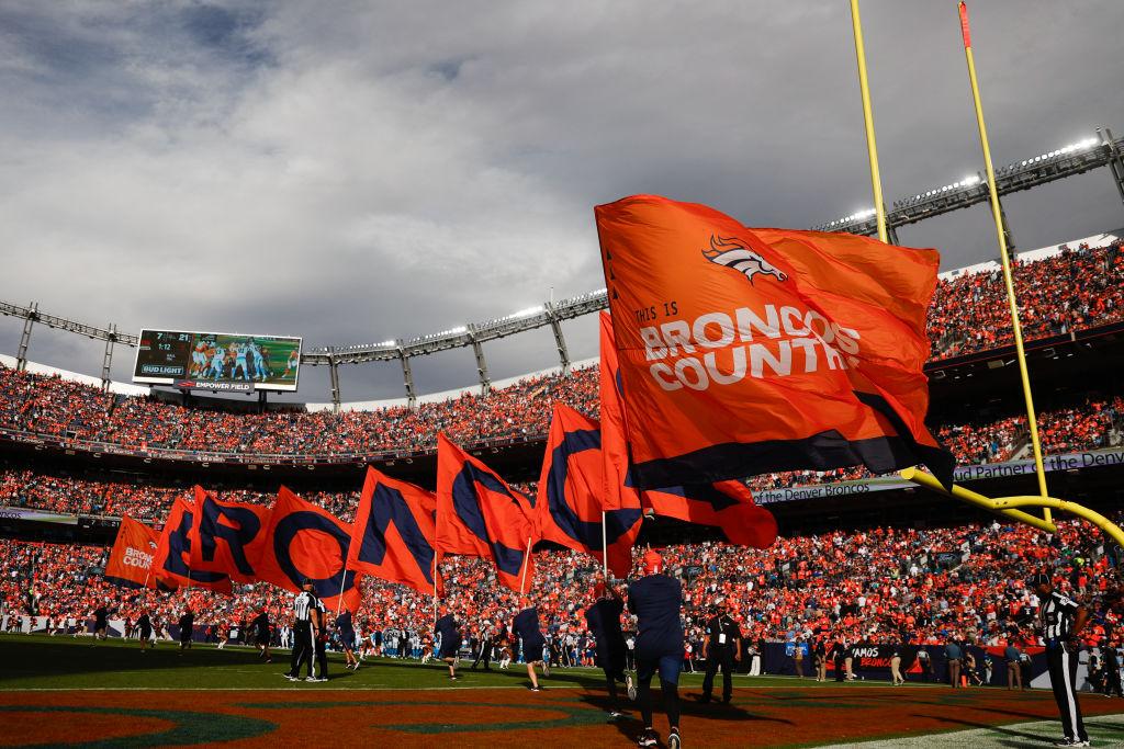 DENVER, COLORADO - OCTOBER 27: A general view after a Denver Broncos touchdown during the second qu...